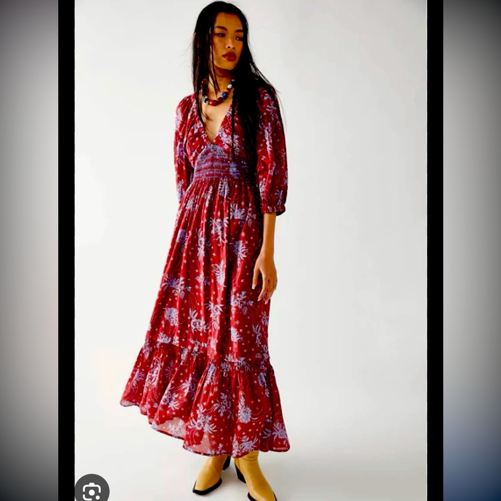 Free People Golden Hour Maxi Dress color Wine Combo Size small